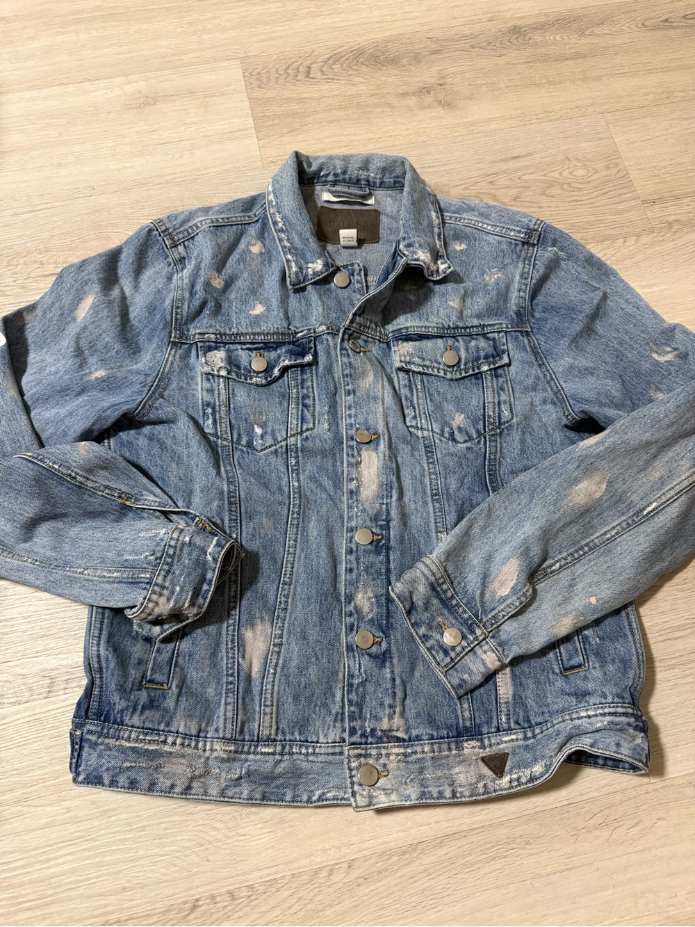 Vintage Guess Denim Rex Jacket Custom Graffiti Painted Distressed Mens Sz Large
